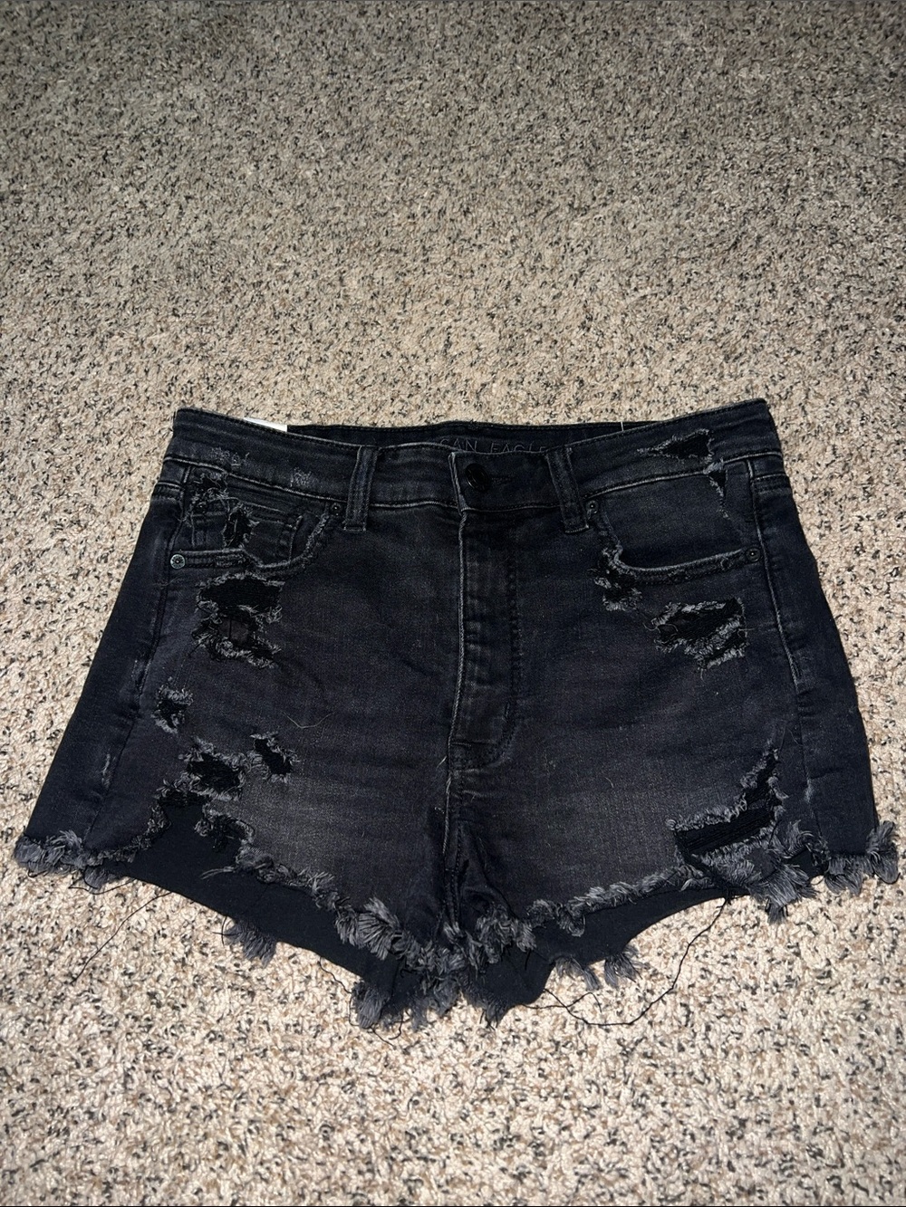 American Eagle Outfitters Black Distressed Denim Shorts